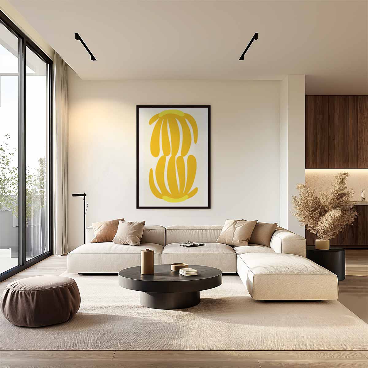 Speelse Bananenpracht Kunstwerk-canvas-dibond-plexiglas-wanddecoratie-WallArtistic