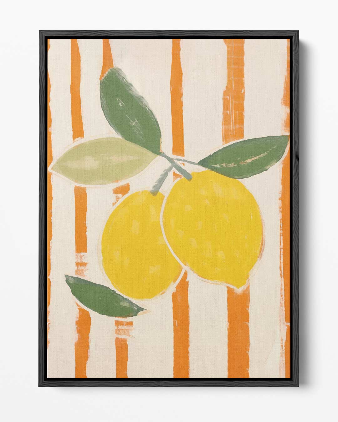 Zomerse Citroenen op Gestreepte Achtergrond Kunstwerk-canvas-dibond-plexiglas-wanddecoratie-WallArtistic