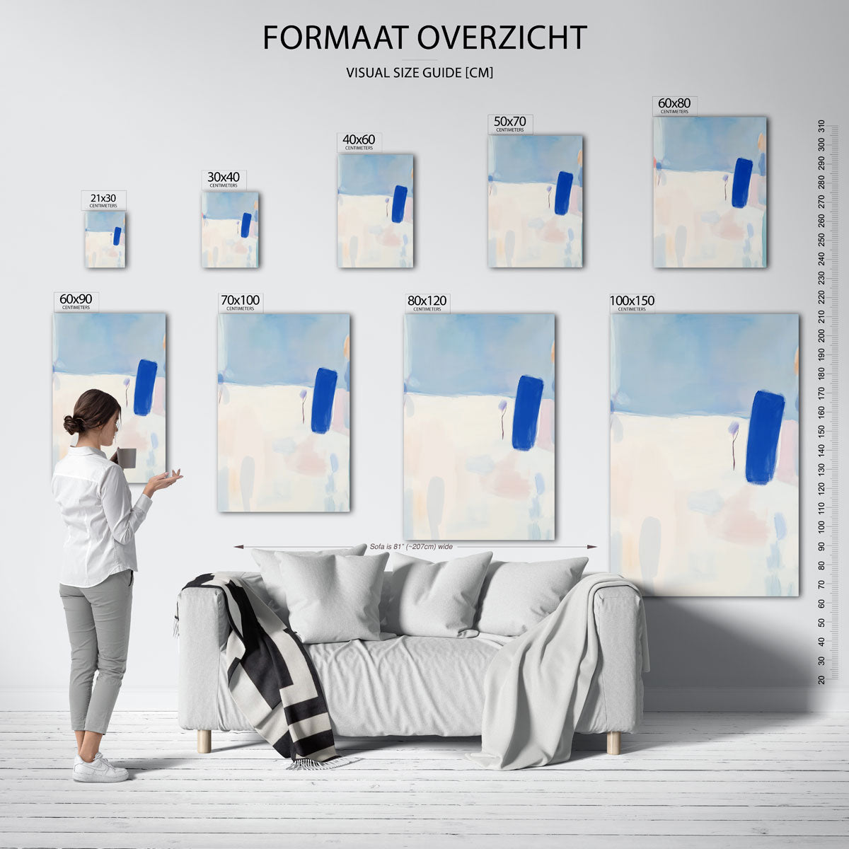 Abstracte blauwe vormen Poster