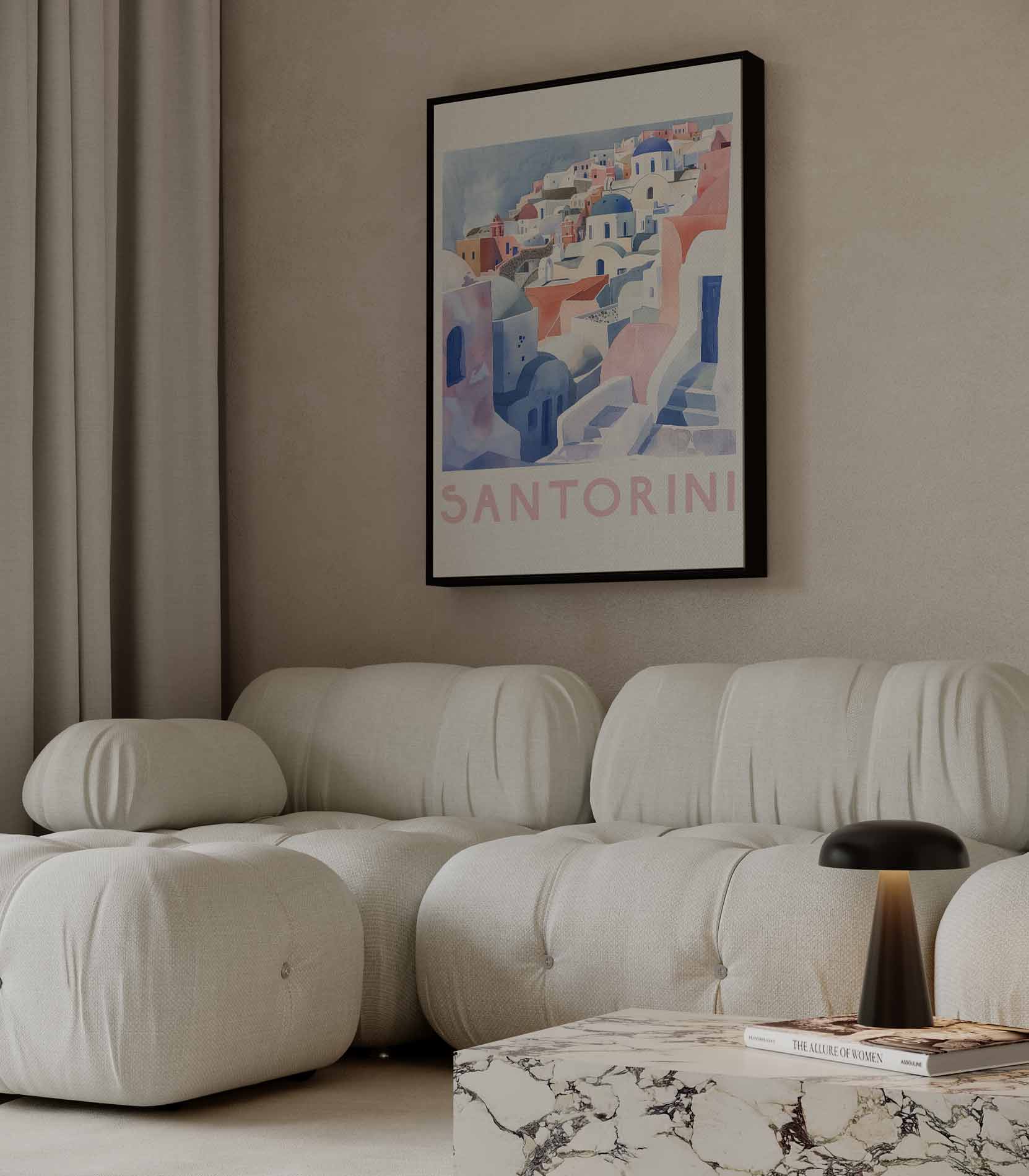 Santorini Droomlandschap Kunstwerk-canvas-dibond-plexiglas-wanddecoratie-WallArtistic
