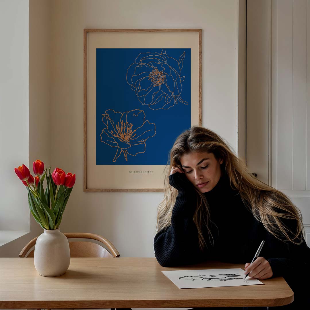 Bloeiende Blauw Dromerij Poster-WallArtistic