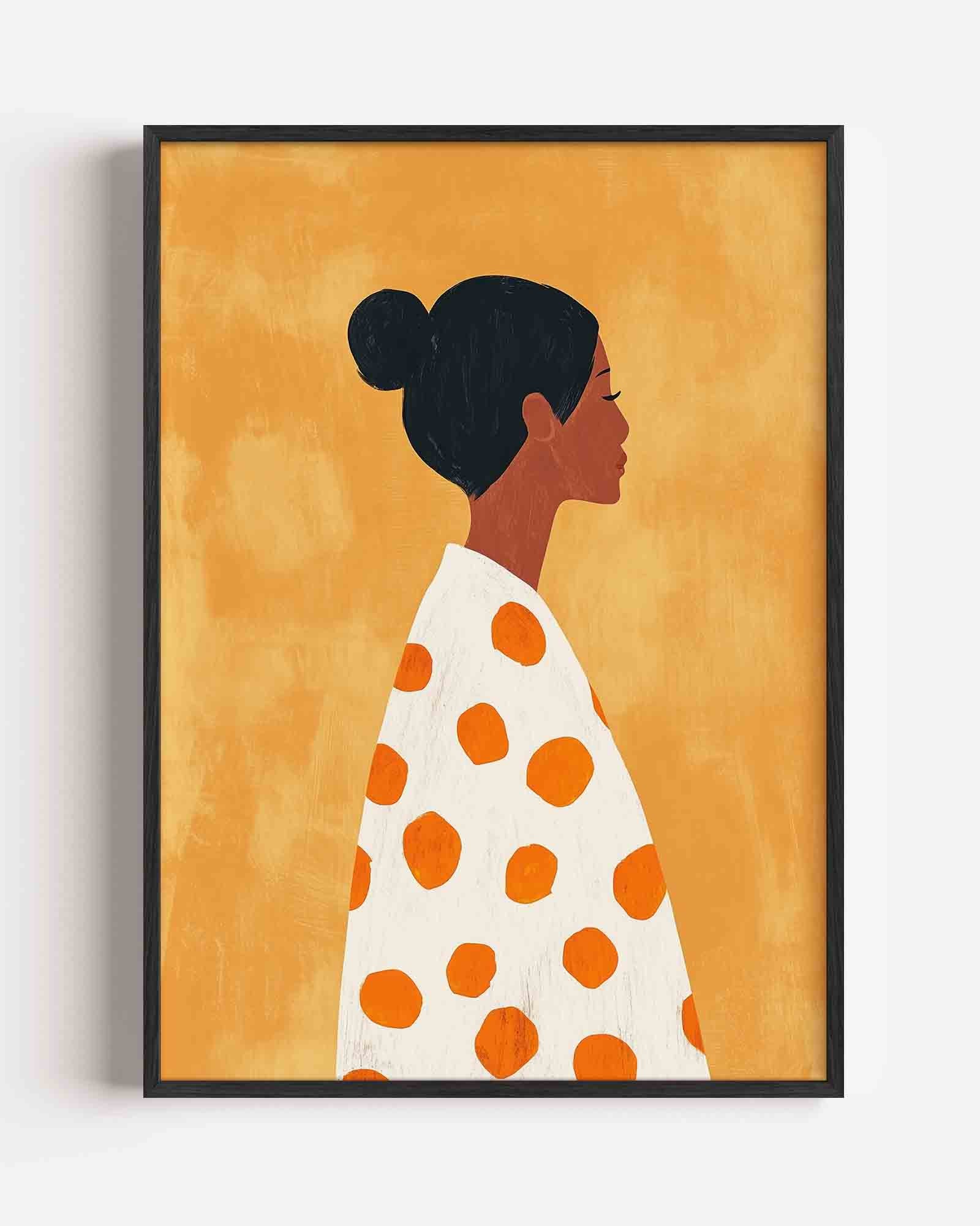 Vrouw met oranje stippen Poster