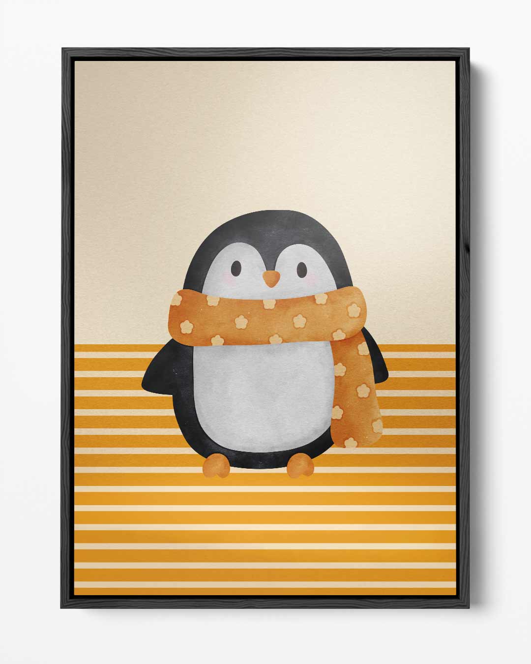 Schattige Pinguïn met Sjaal Illustratie Kunstwerk-canvas-dibond-plexiglas-wanddecoratie-WallArtistic