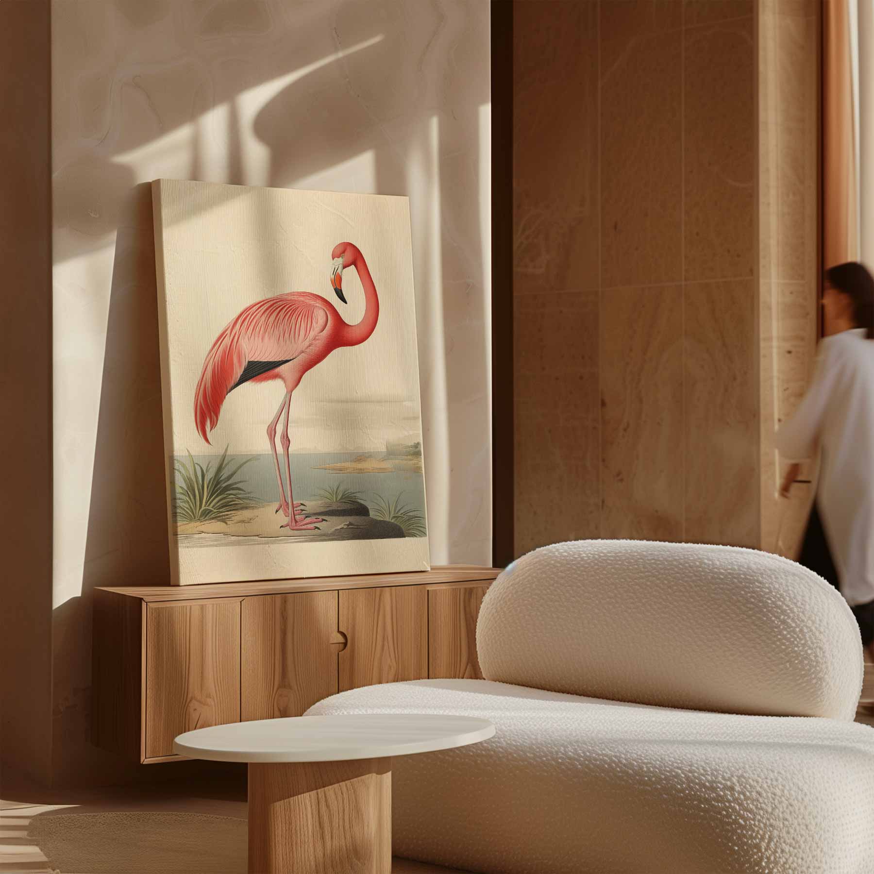 Elegante Flamingo Print Kunstwerk-canvas-dibond-plexiglas-wanddecoratie-WallArtistic