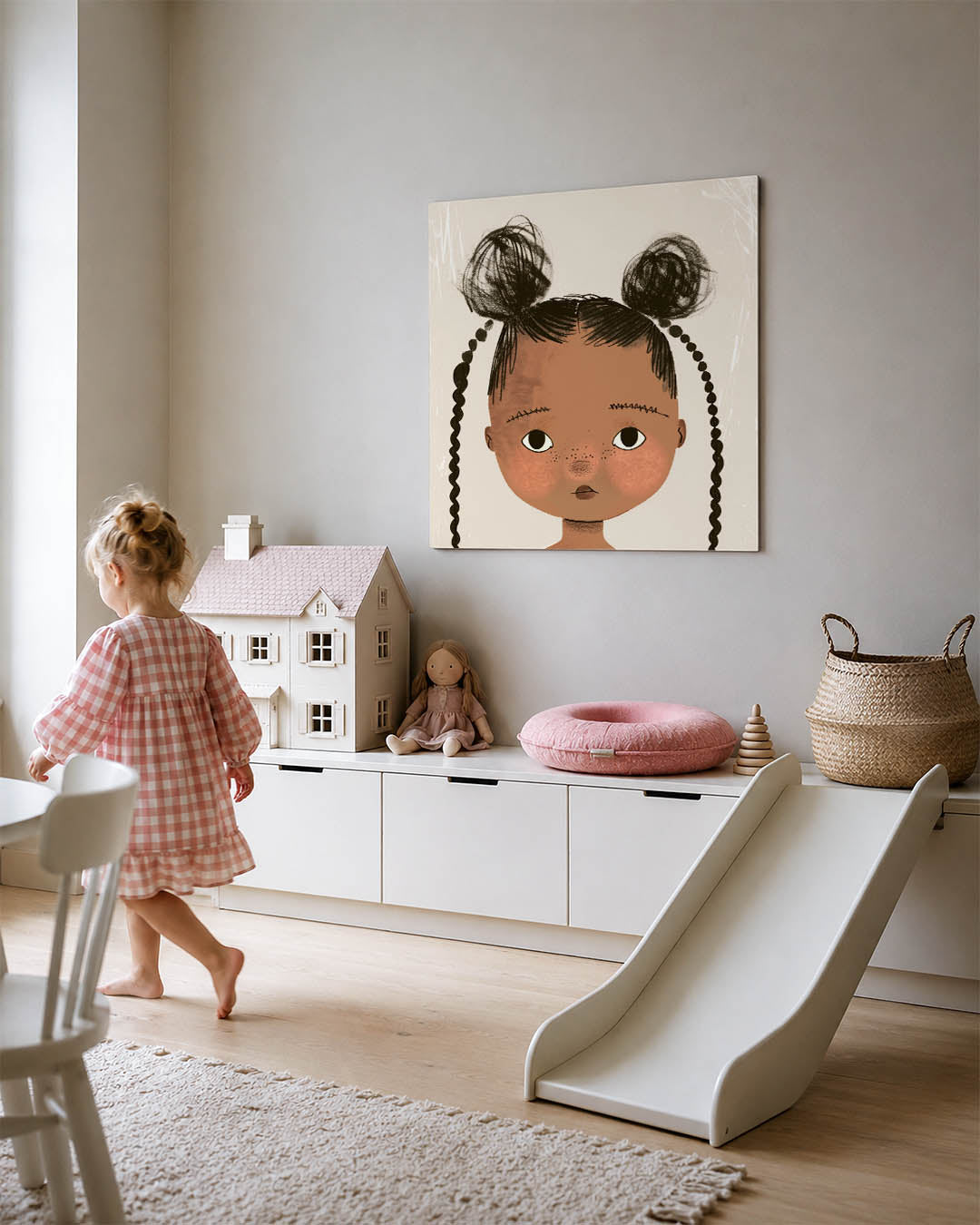 Kinderportret met vlechten Kunstwerk