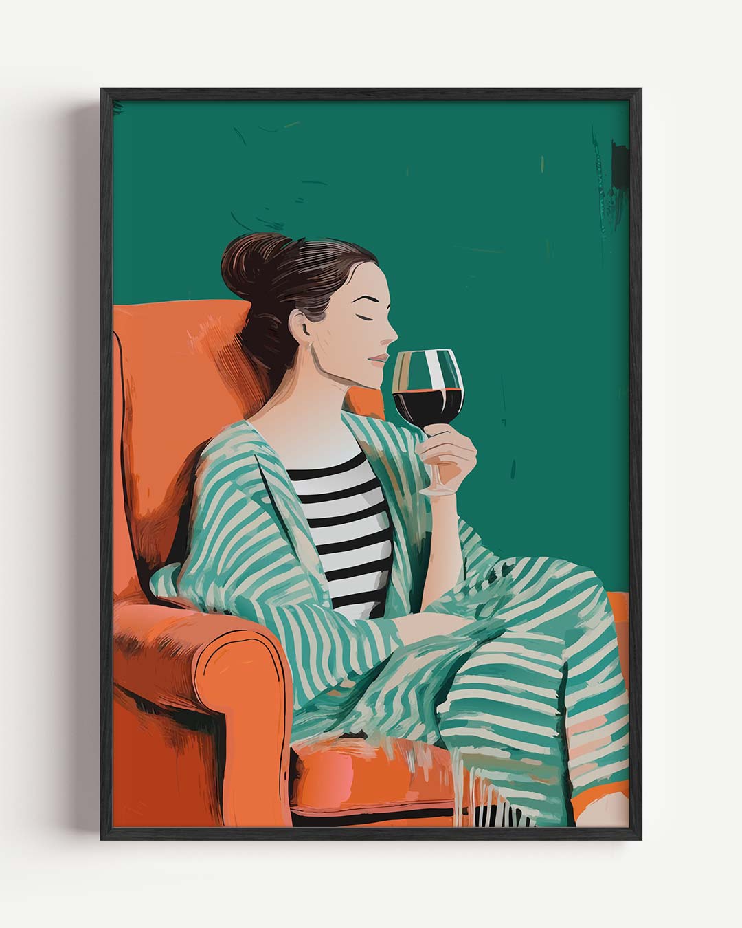 Verfijnde Ontspanning: Vrouw met Wijnglas Poster
