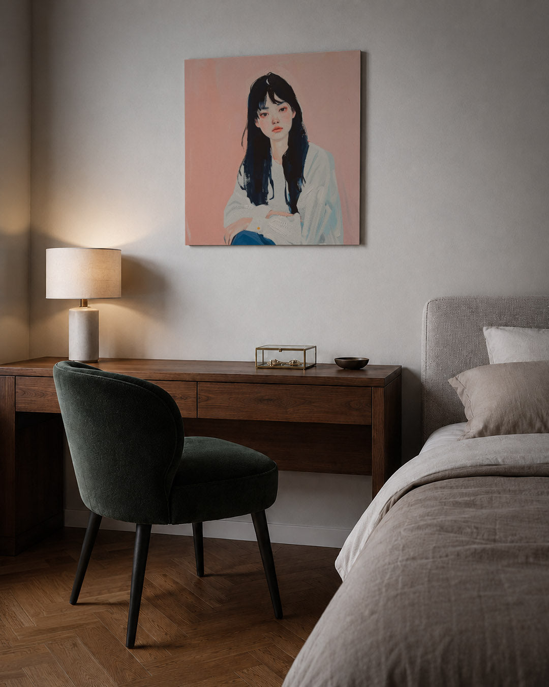Dromerige portretstudie Kunstwerk