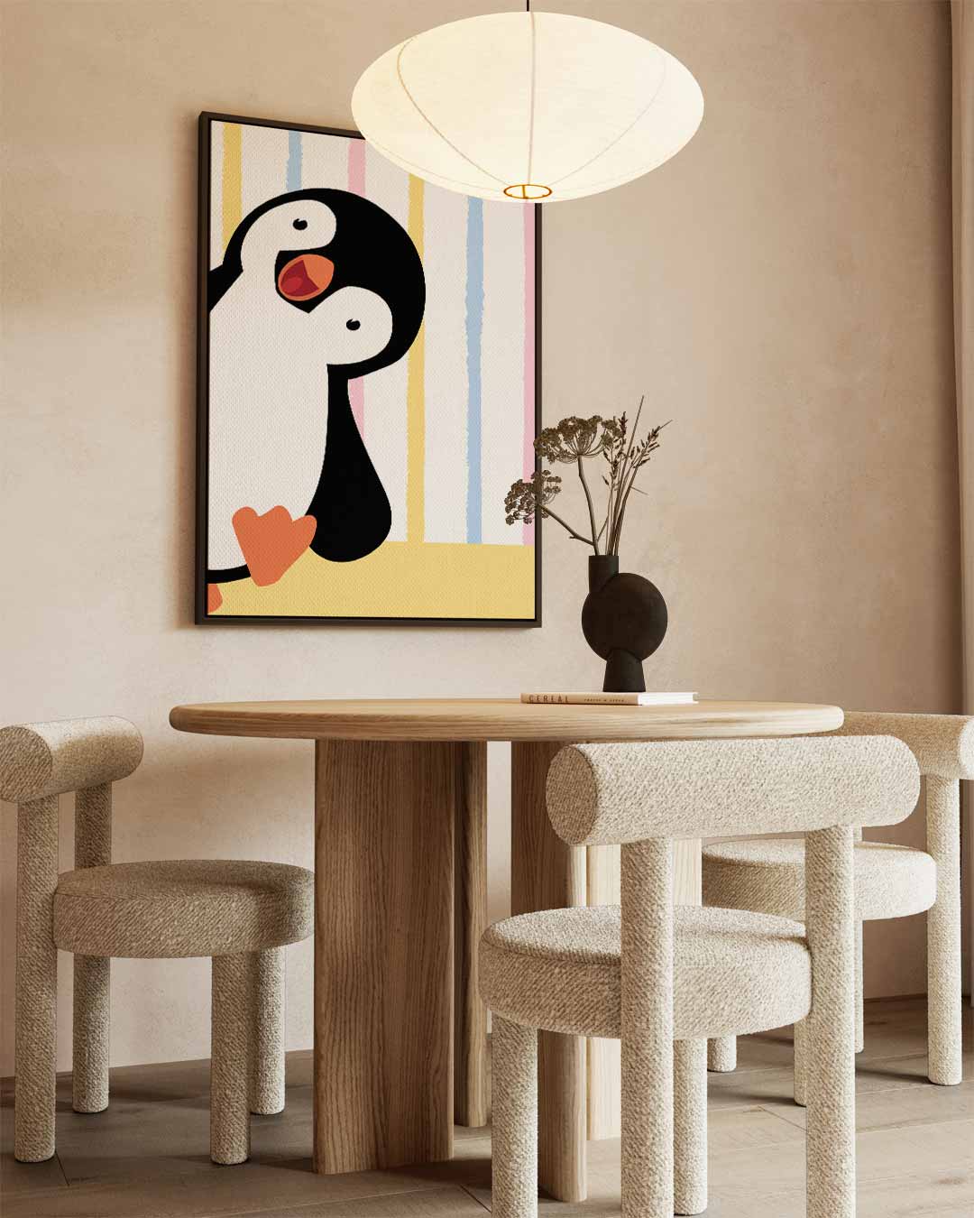 Vrolijke Pinguïn Kunstprint Kunstwerk-canvas-dibond-plexiglas-wanddecoratie-WallArtistic