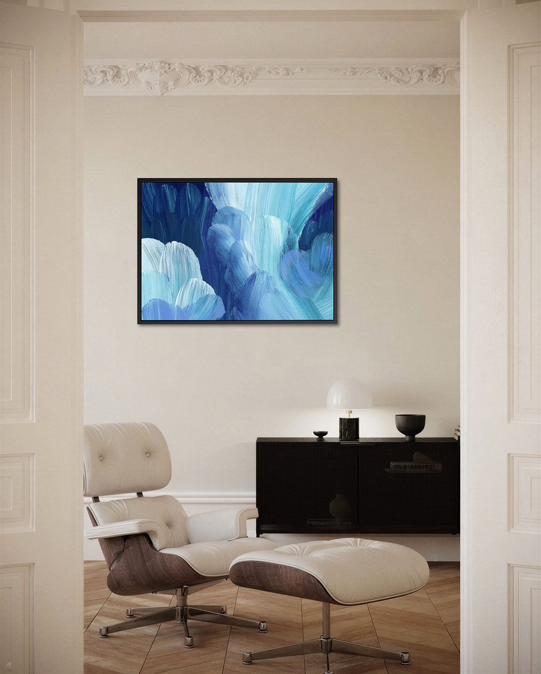 Dynamische blauwtinten Kunstwerk