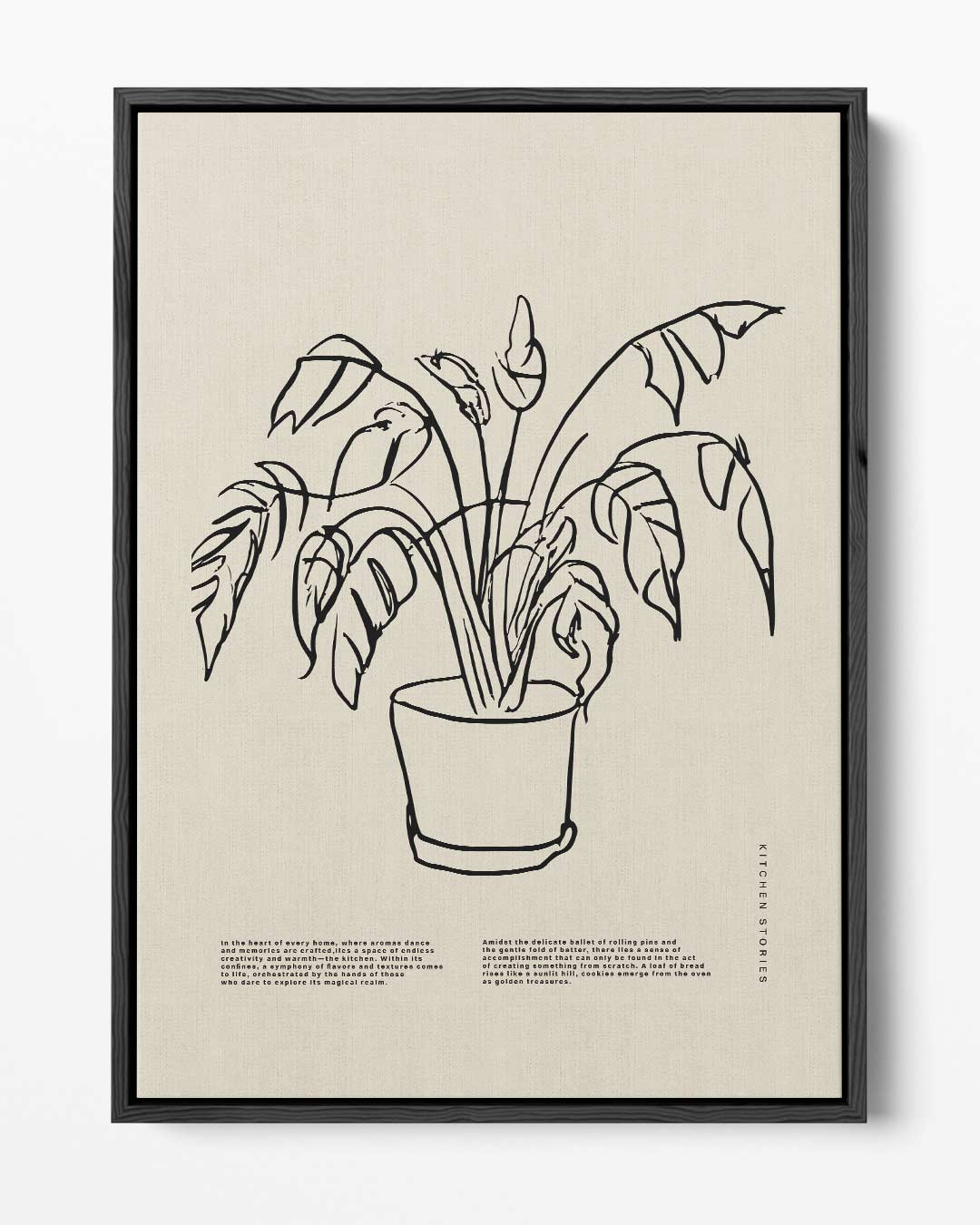 Schaduwplant in Minimalistische Lijntekening Kunstwerk-canvas-dibond-plexiglas-wanddecoratie-WallArtistic