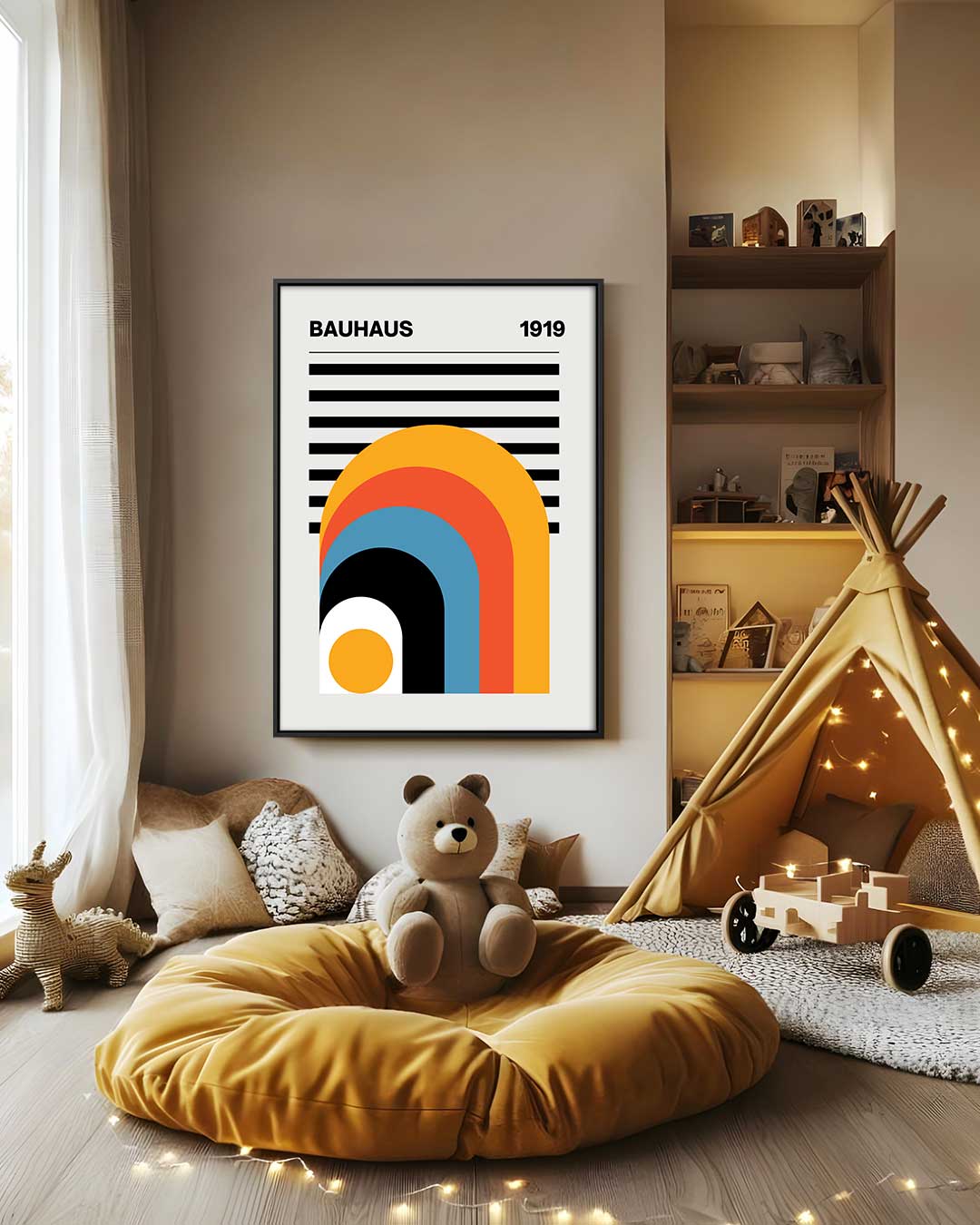 Bauhaus Regenboog Arches Kunstwerk-canvas-dibond-plexiglas-wanddecoratie-WallArtistic