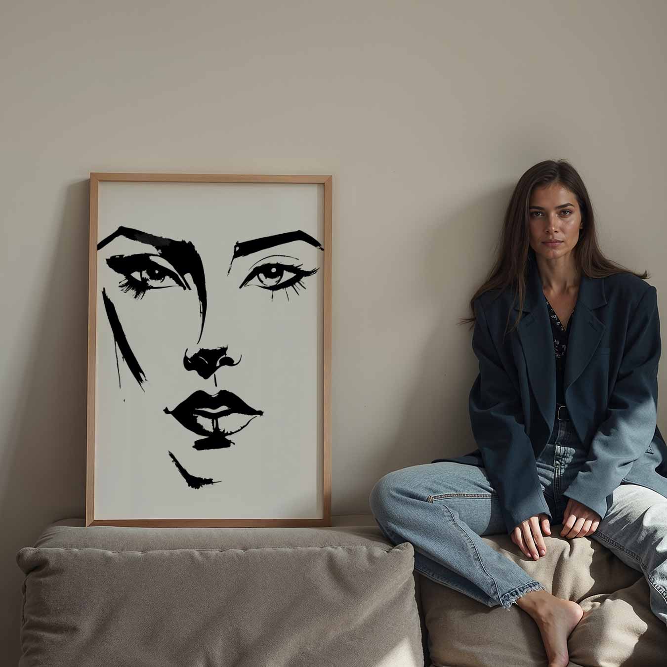 Elegante Vrouwengezicht Illustratie Poster