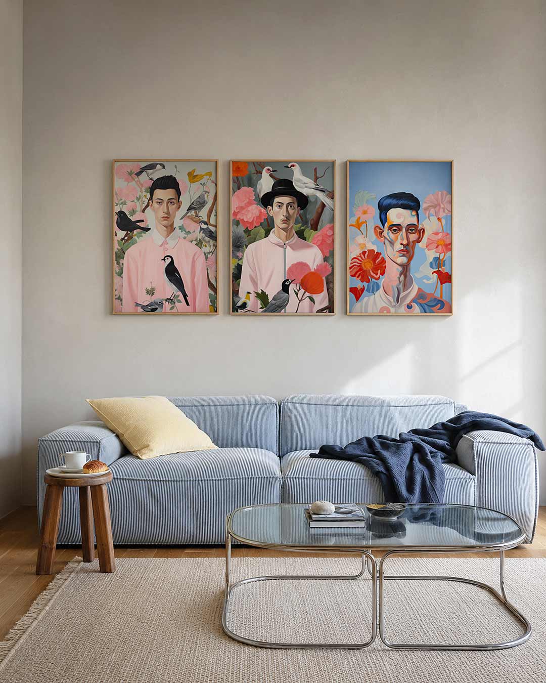 Vogels en bloemen Posterset