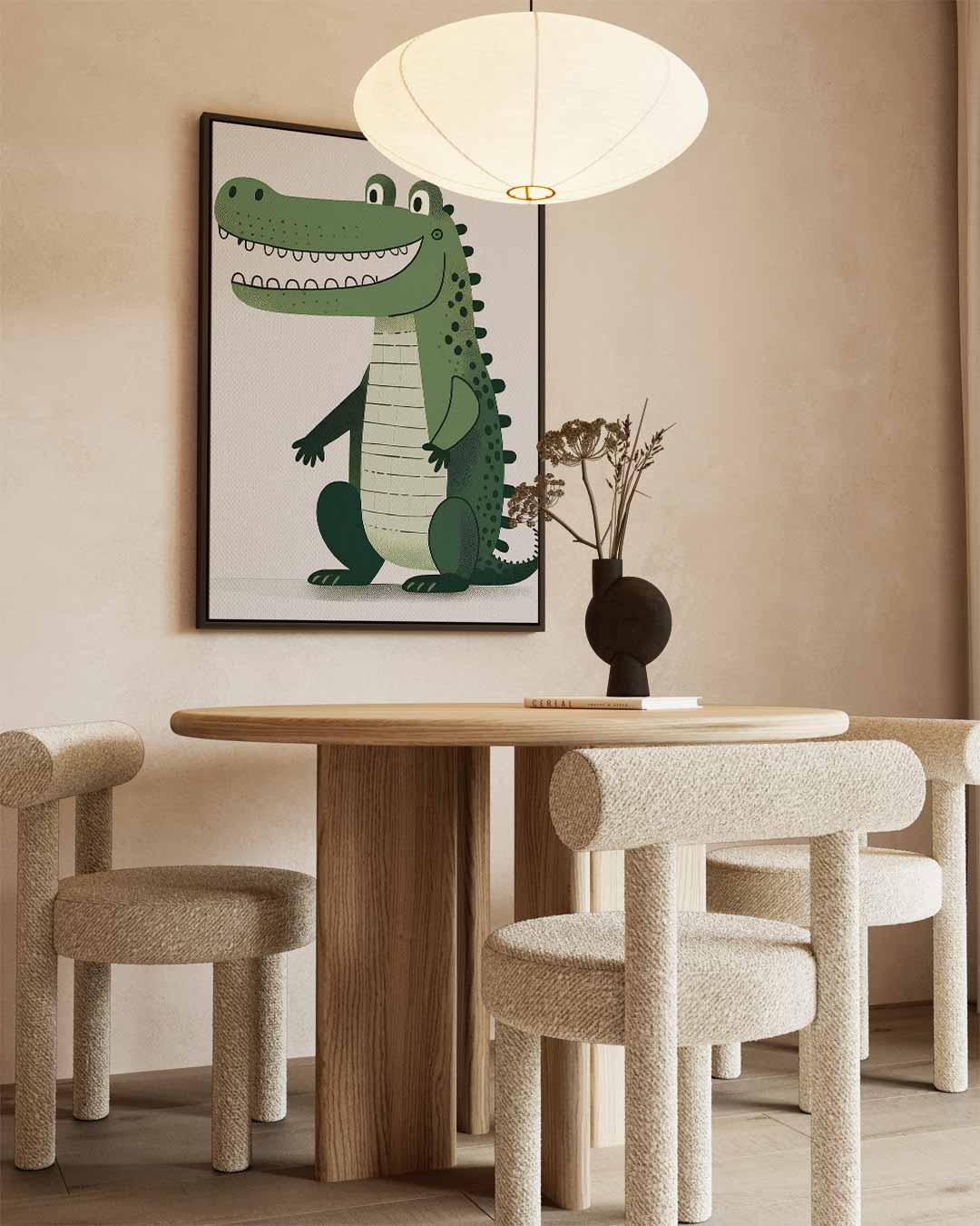 Vrolijke Krokodil Illustratie Kunstwerk-canvas-dibond-plexiglas-wanddecoratie-WallArtistic