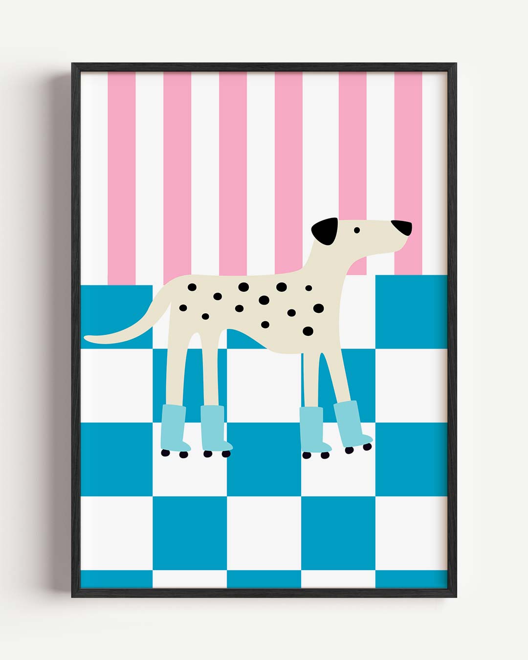 Speelse Hond op Rolschaatsen Poster