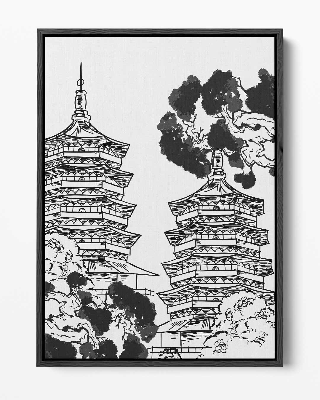 Traditionele Oosterse Pagodes Kunstwerk-canvas-dibond-plexiglas-wanddecoratie-WallArtistic