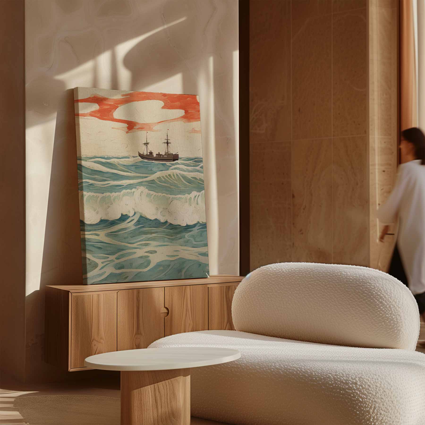Golven en Horizon Kunstwerk-canvas-dibond-plexiglas-wanddecoratie-WallArtistic