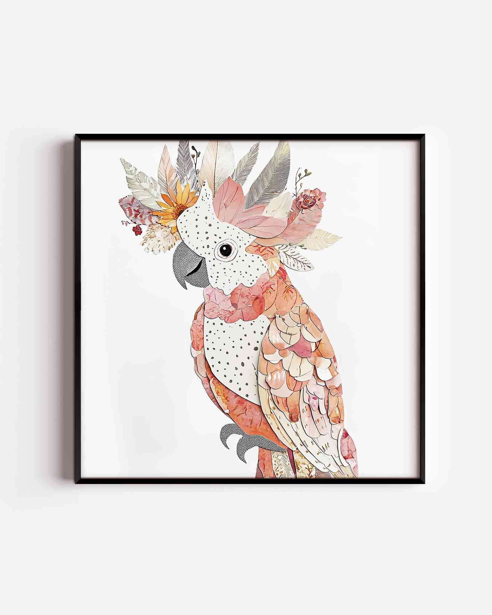 Papegaai met bloemen Poster