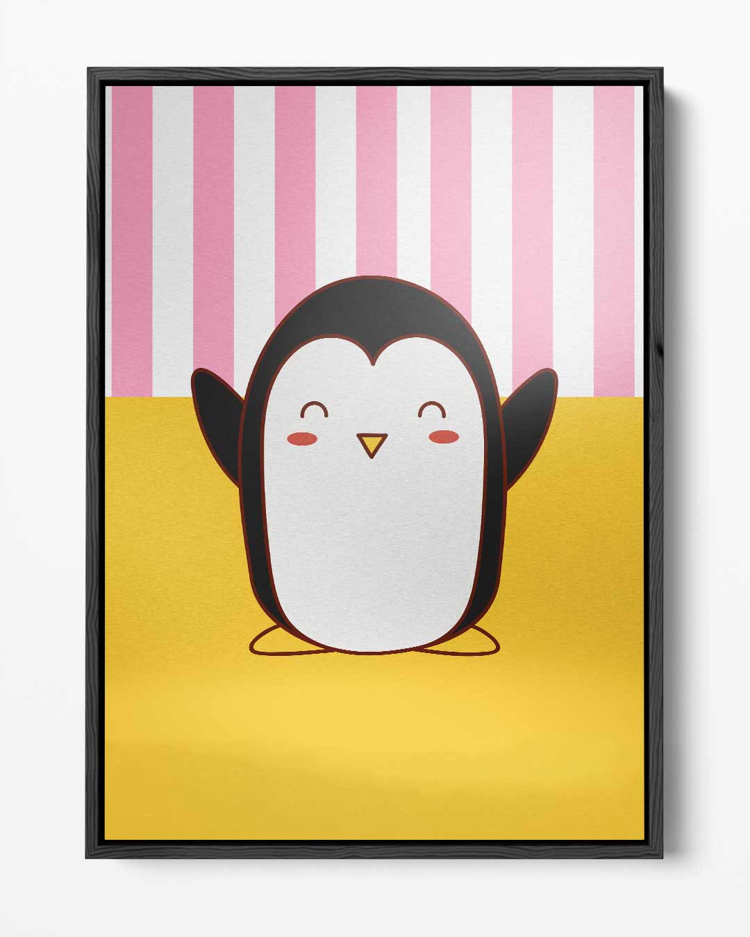 Blije Pinguïn Illustratie Kunstwerk-canvas-dibond-plexiglas-wanddecoratie-WallArtistic