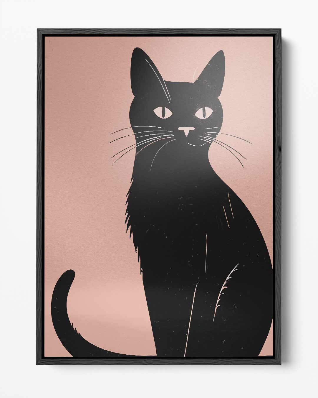 Stijlvolle Zwarte Kat Illustratie Kunstwerk-canvas-dibond-plexiglas-wanddecoratie-WallArtistic