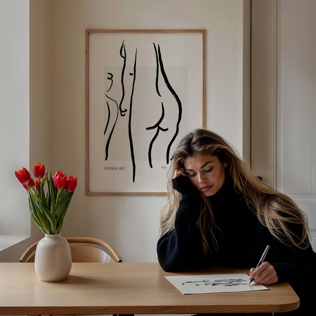 Elegante Lijnkunst Vrouwenlichamen Poster-WallArtistic