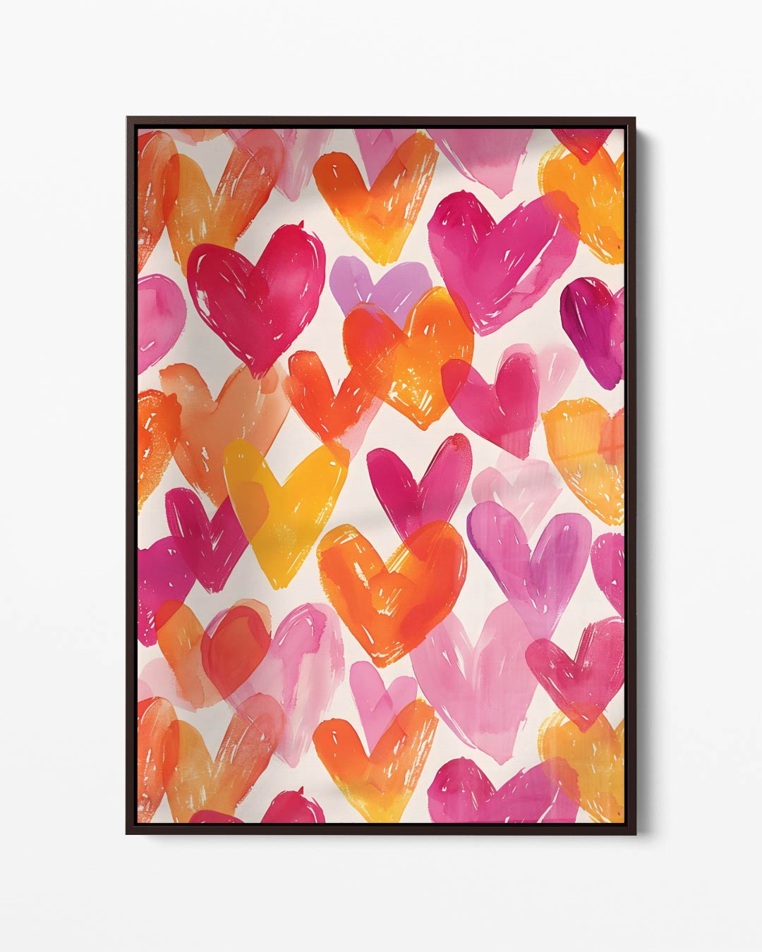 Kleurrijke Harten Patroon Kunstwerk-canvas-dibond-plexiglas-wanddecoratie-WallArtistic