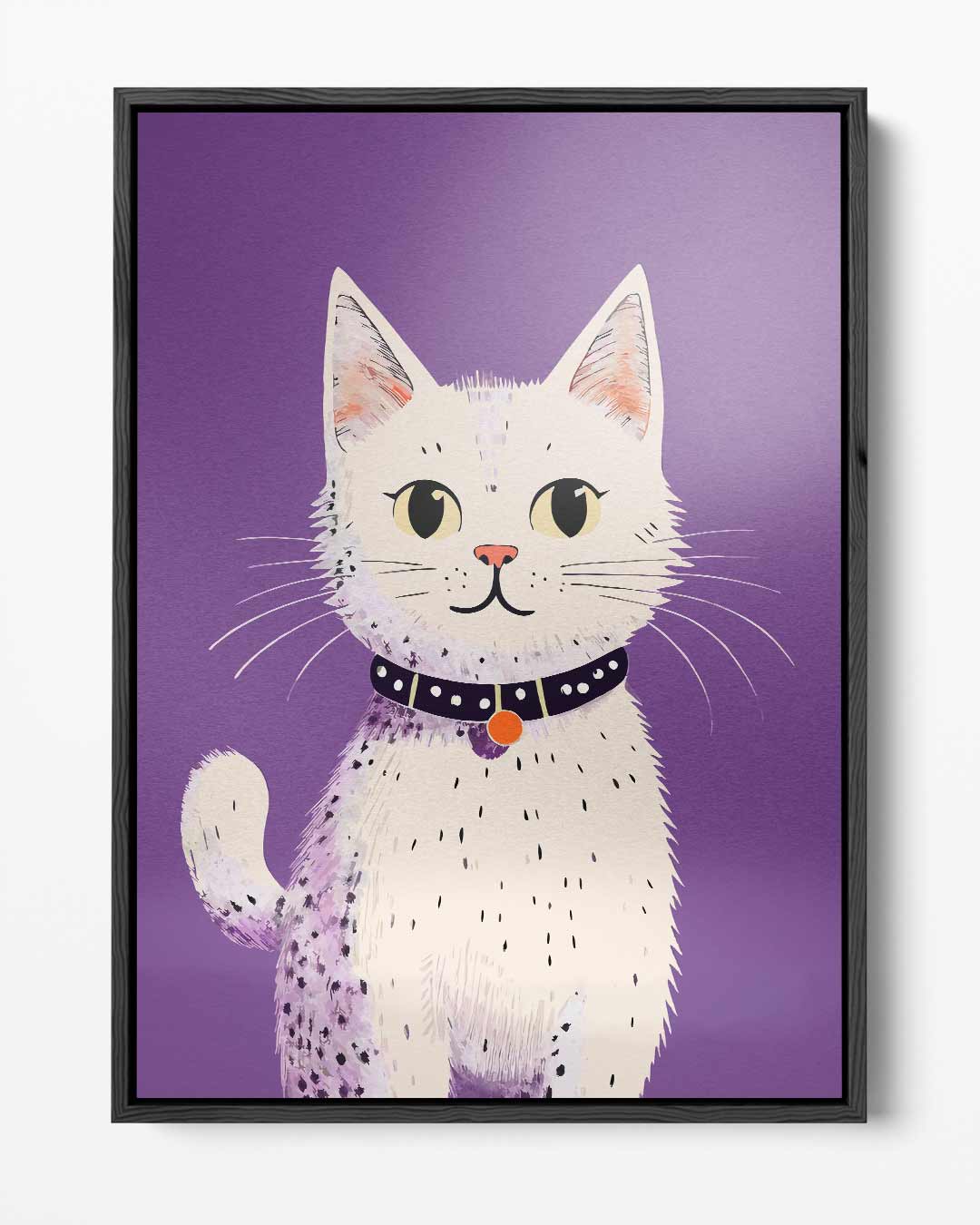 Speelse Kat Illustratie Kunstwerk-canvas-dibond-plexiglas-wanddecoratie-WallArtistic