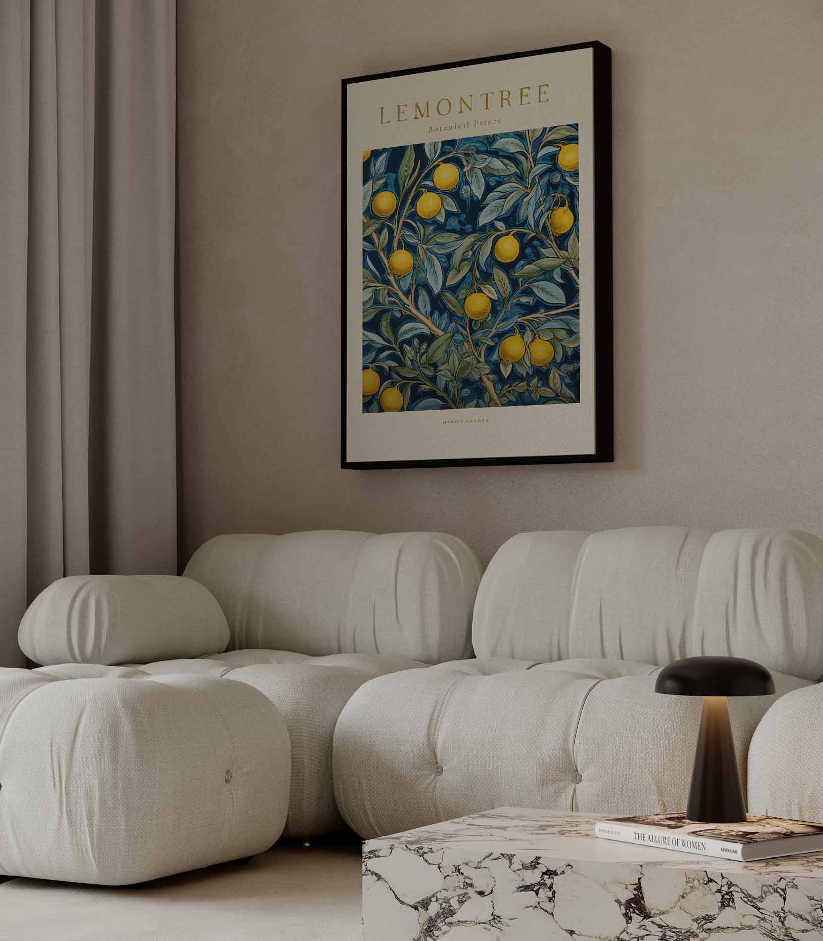 Botanische Citroenprint Kunstwerk-canvas-dibond-plexiglas-wanddecoratie-WallArtistic
