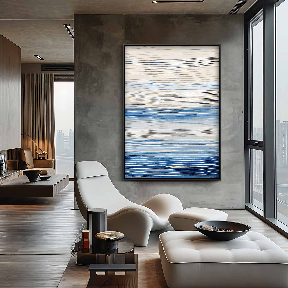 Blauwe Golven in Harmonie Kunstwerk-canvas-dibond-plexiglas-wanddecoratie-WallArtistic