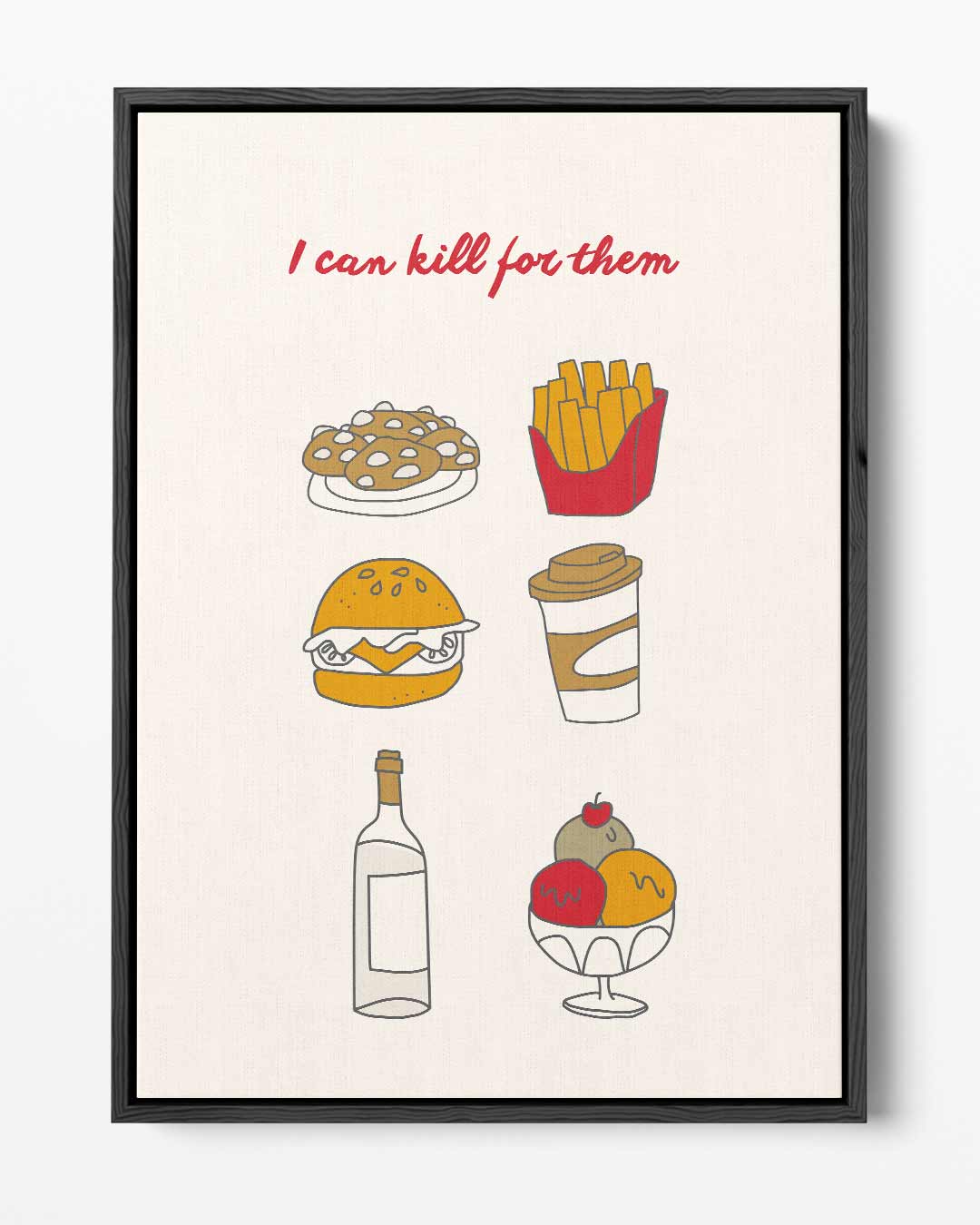 Fastfood Verlangen Illustratie Kunstwerk-canvas-dibond-plexiglas-wanddecoratie-WallArtistic