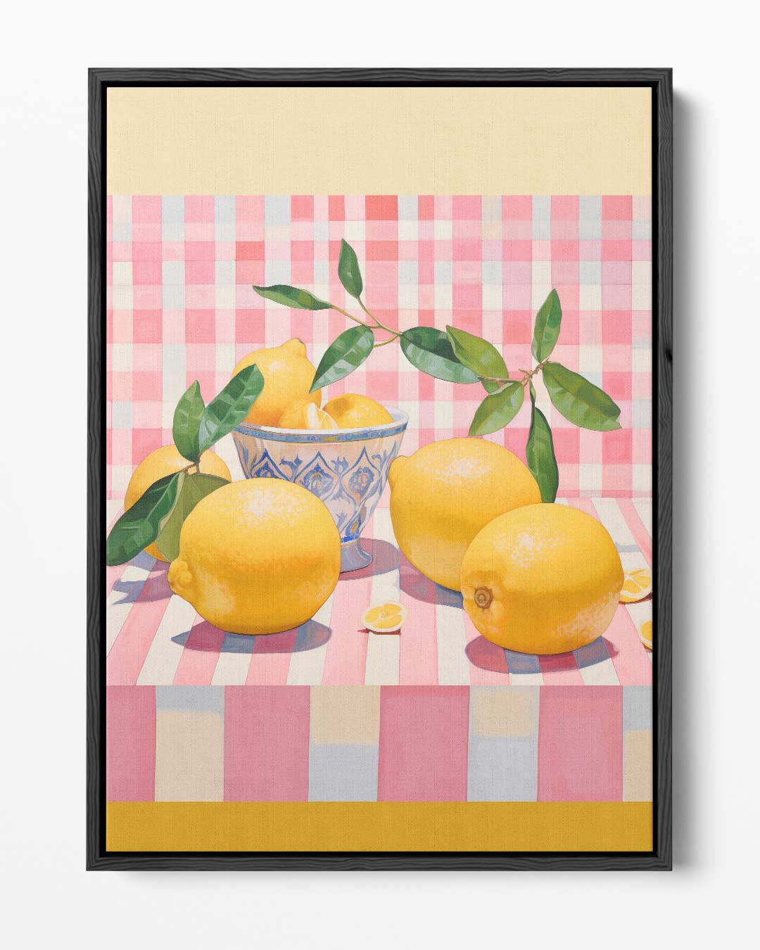 Citroenen in Speelse Strepen Kunstwerk-canvas-dibond-plexiglas-wanddecoratie-WallArtistic
