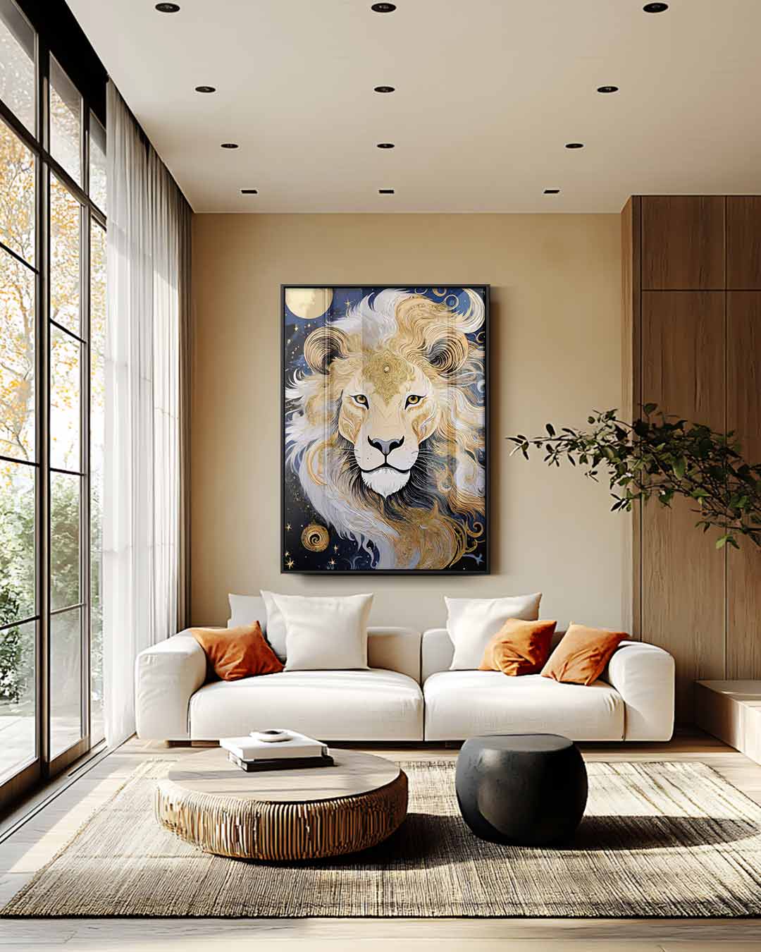 Leeuw van de Nacht Kunstwerk-canvas-dibond-plexiglas-wanddecoratie-WallArtistic