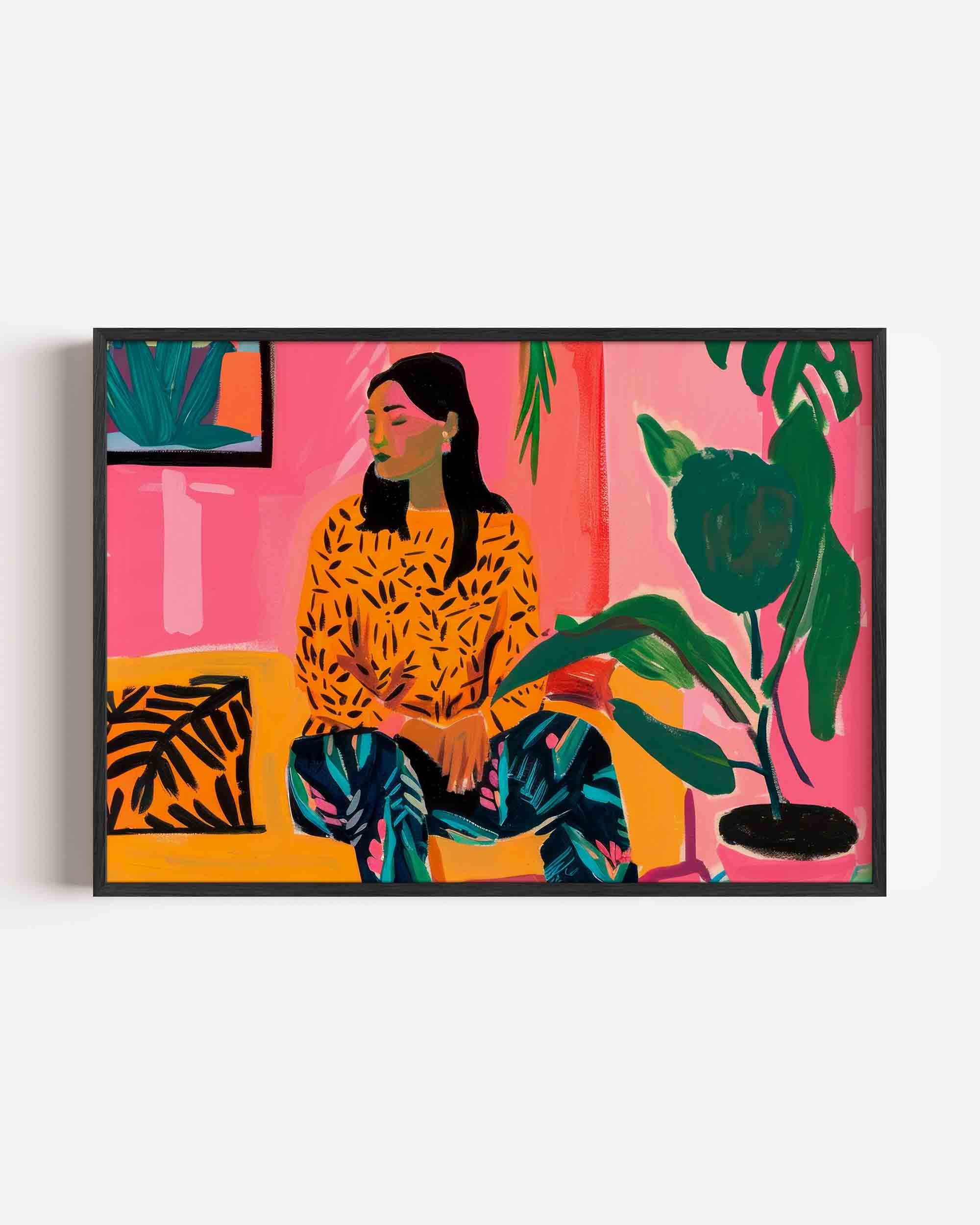 Vrouw met planten Poster