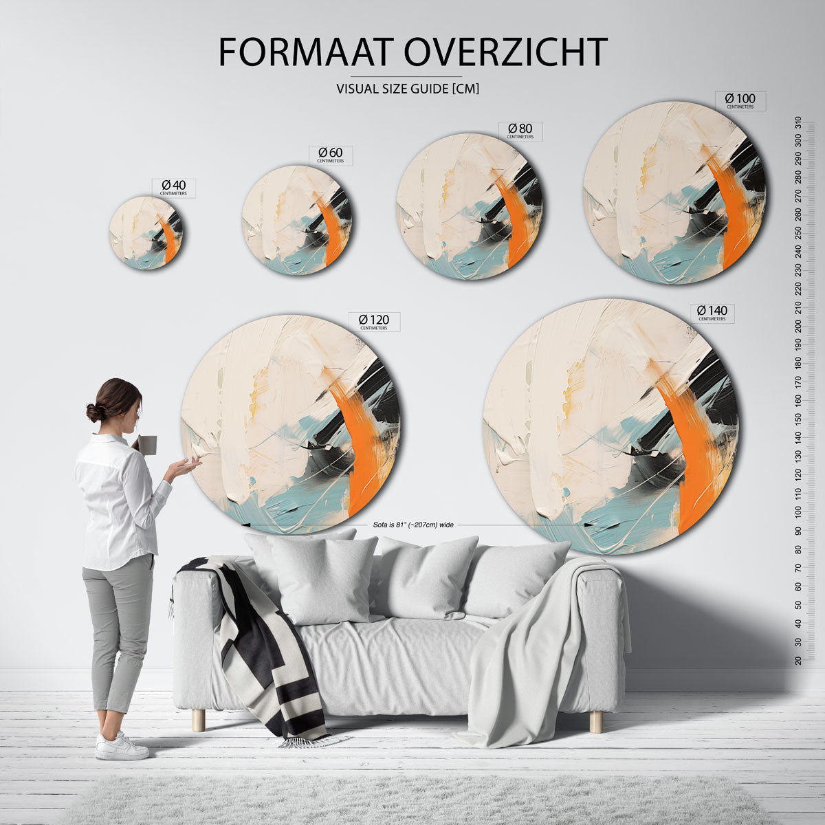 Abstracte penseelstreken Muurcirkel