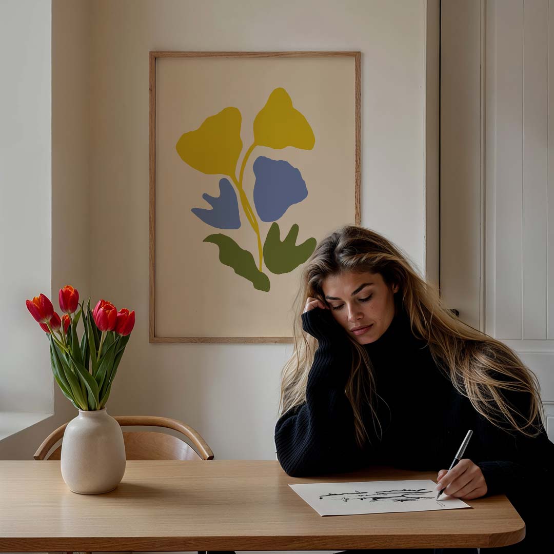 Vrolijke Bloemen Silhouet Poster-WallArtistic