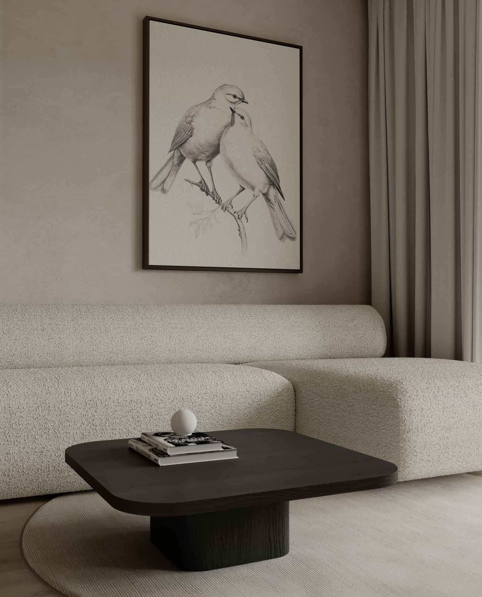 Zachte Vogelliefde Kunstwerk-canvas-dibond-plexiglas-wanddecoratie-WallArtistic