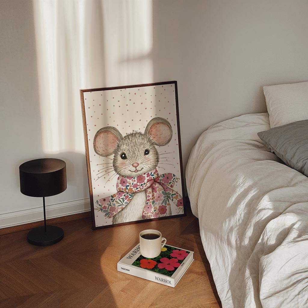 Schattige Muizenposter met Bloemensjaal Poster