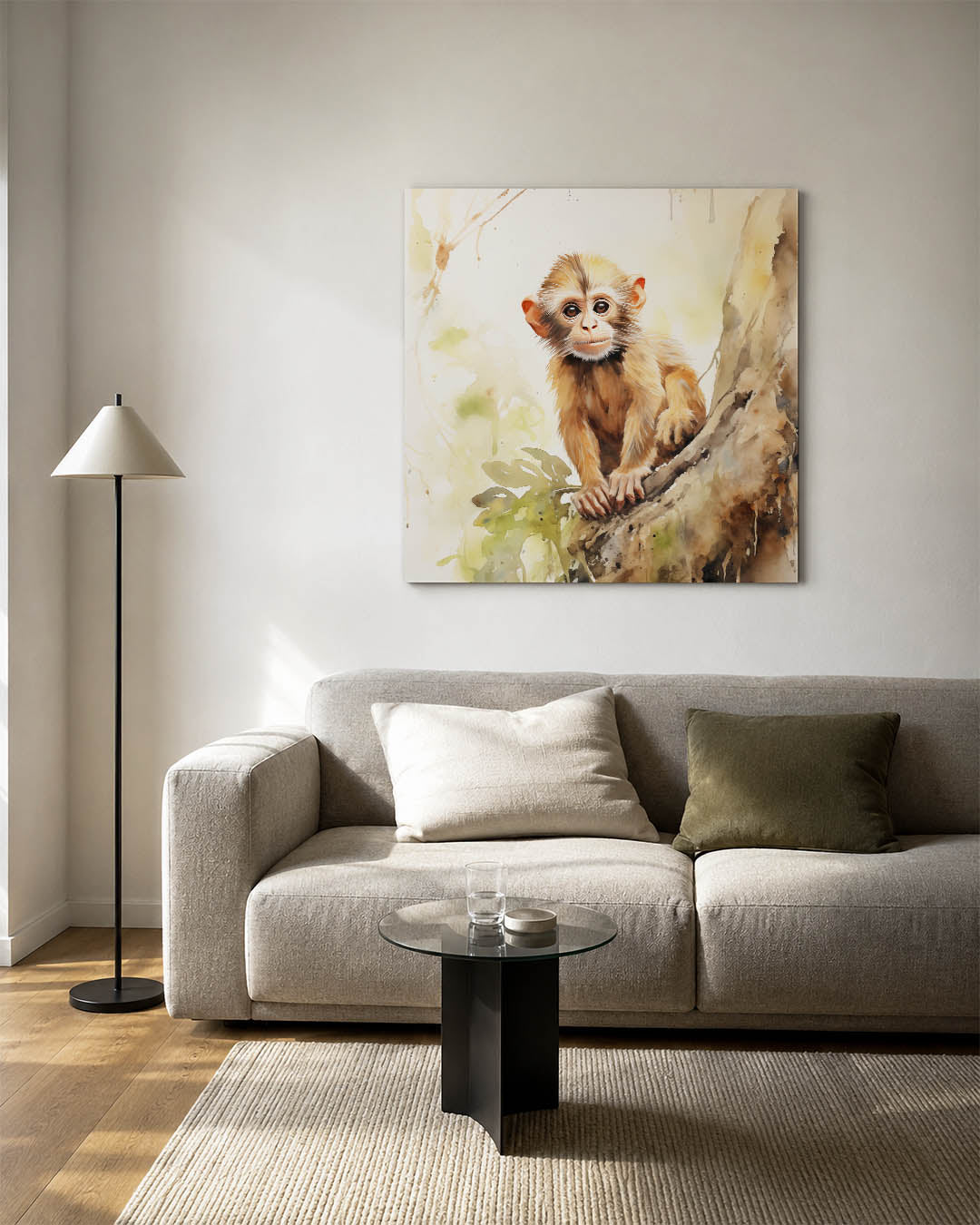 Jonge aap op boom Kunstwerk