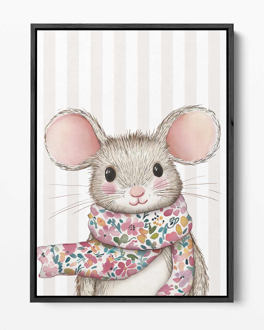 Schattige Muizenillustratie met Sjaal Kunstwerk-canvas-dibond-plexiglas-wanddecoratie-WallArtistic