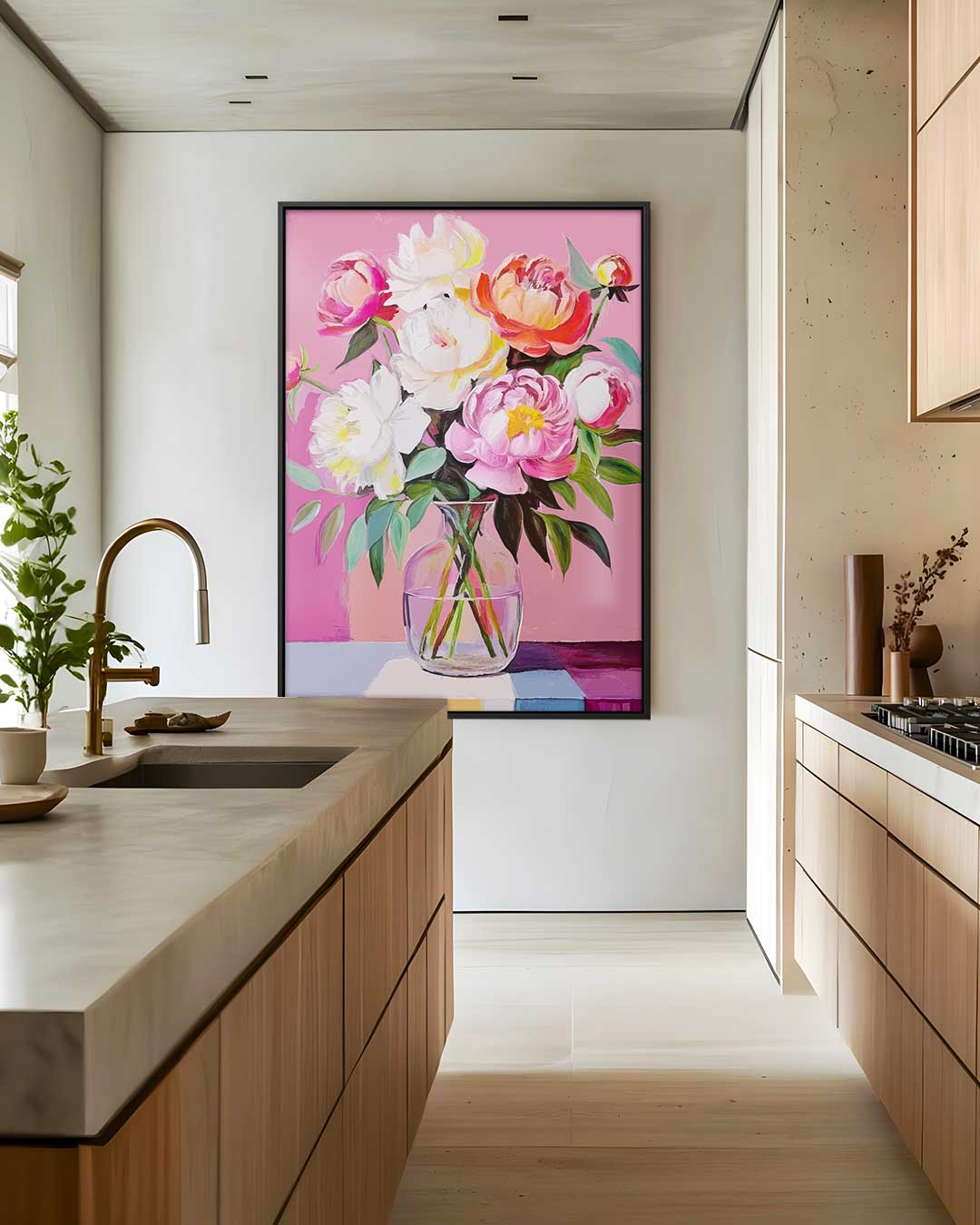 Vrolijke Bloemenpracht in Vaasje Kunstwerk-canvas-dibond-plexiglas-wanddecoratie-WallArtistic