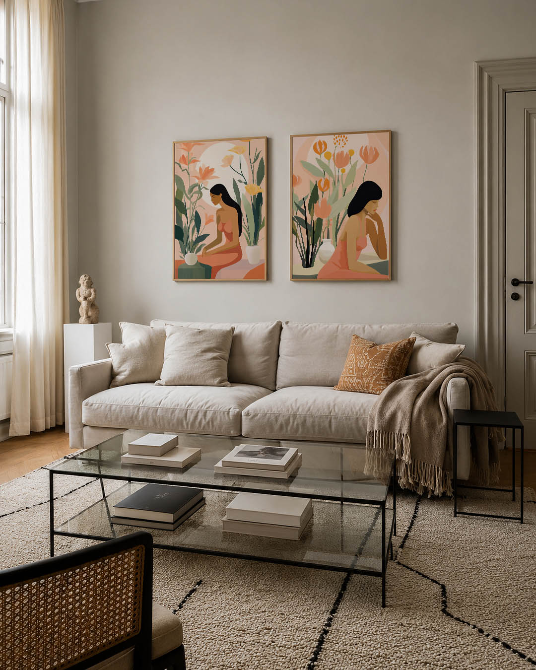 Vrouw en bloemen Posterset