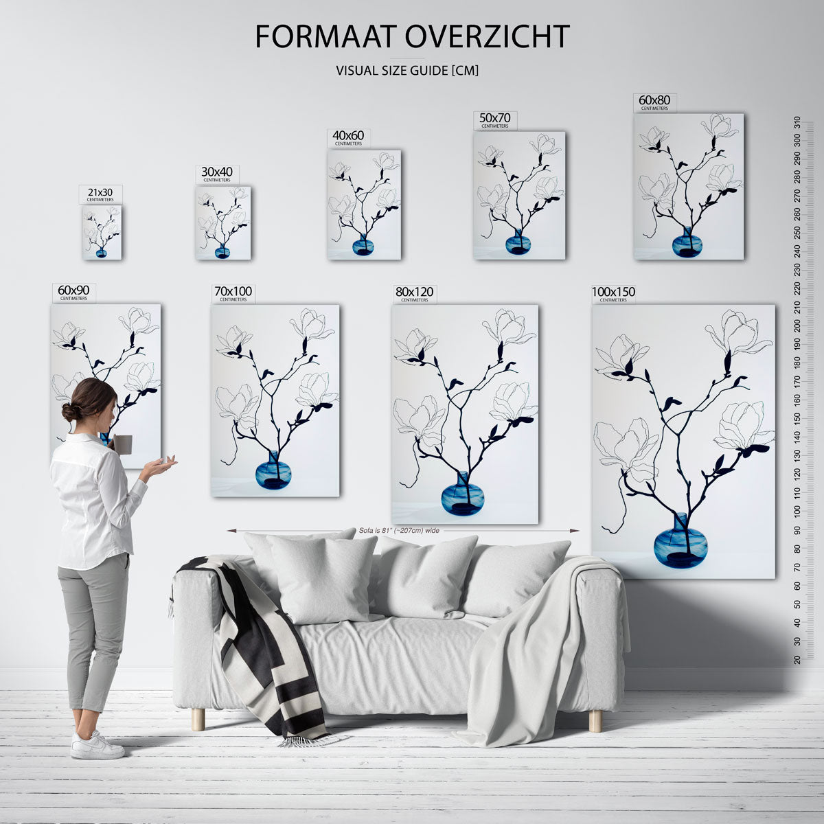Bloemen in blauwe vaas Poster