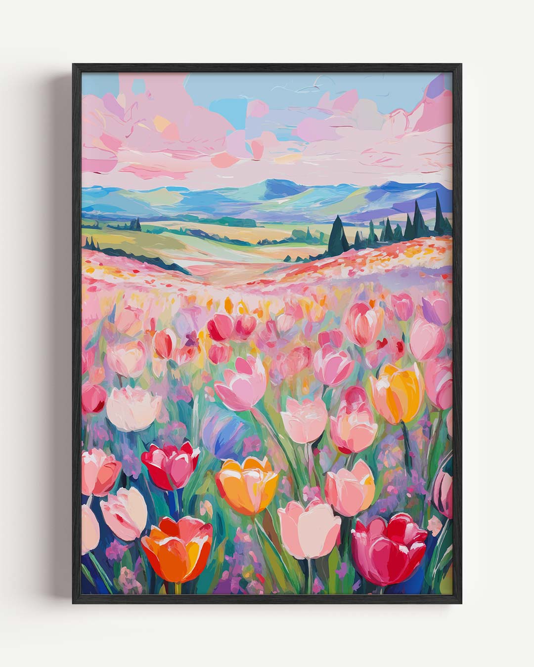 Vrolijke Tulpenweide Poster