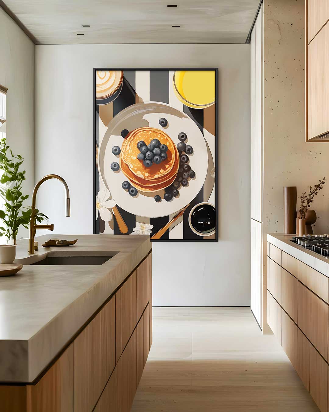 Ontbijtverrukkingen met Pannenkoeken en Bessen Kunstwerk-canvas-dibond-plexiglas-wanddecoratie-WallArtistic