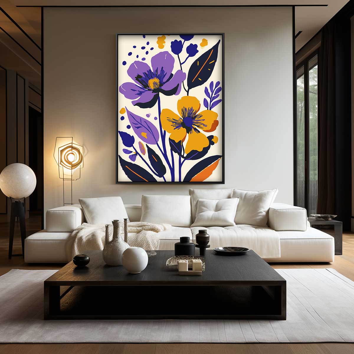 Bloemenpracht in Paars en Oranje Kunstwerk-canvas-dibond-plexiglas-wanddecoratie-WallArtistic