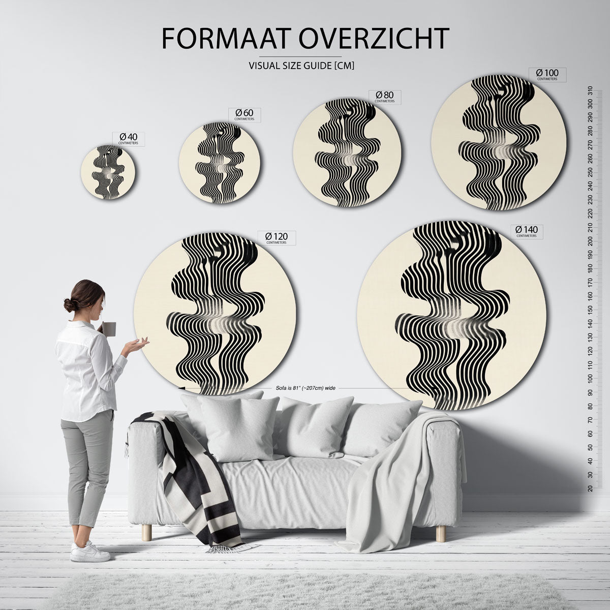 Golvende lijnen Muurcirkel