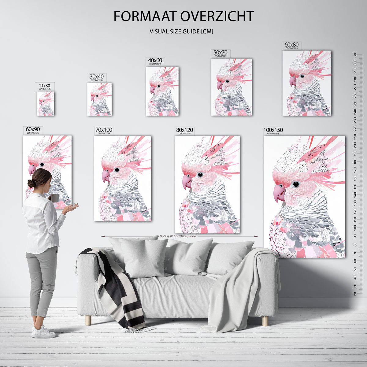 Papegaai met roze veren Poster