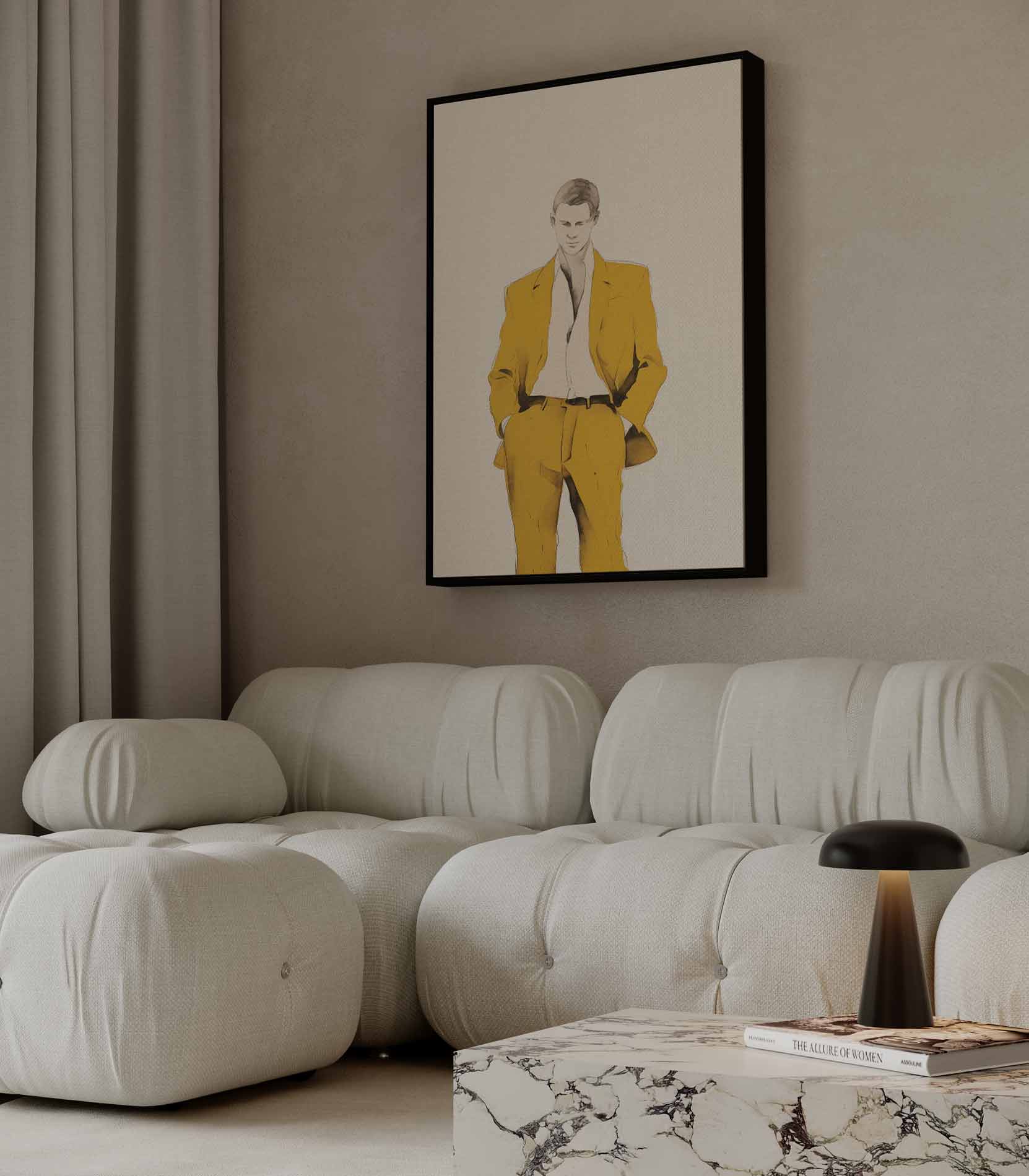 Elegante Stijl in Geel Kunstwerk-canvas-dibond-plexiglas-wanddecoratie-WallArtistic
