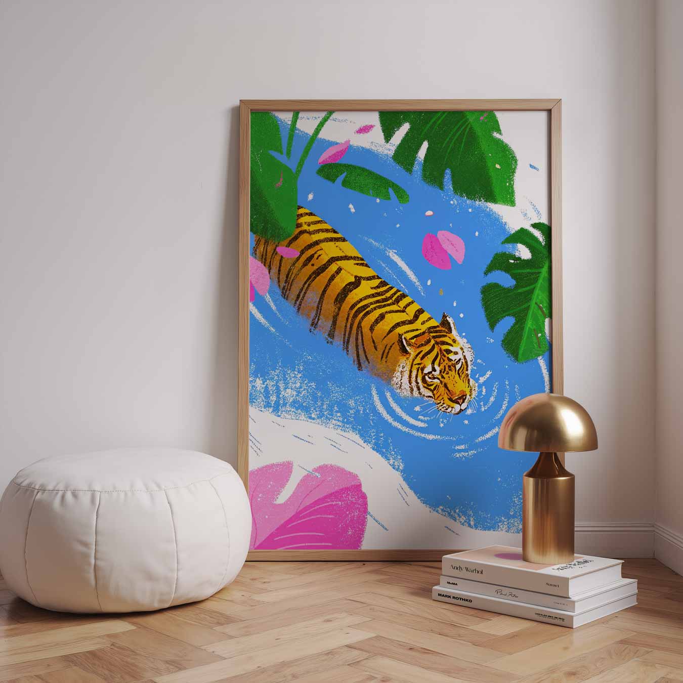 Vrolijke Tijger aan het Zwemmen Poster