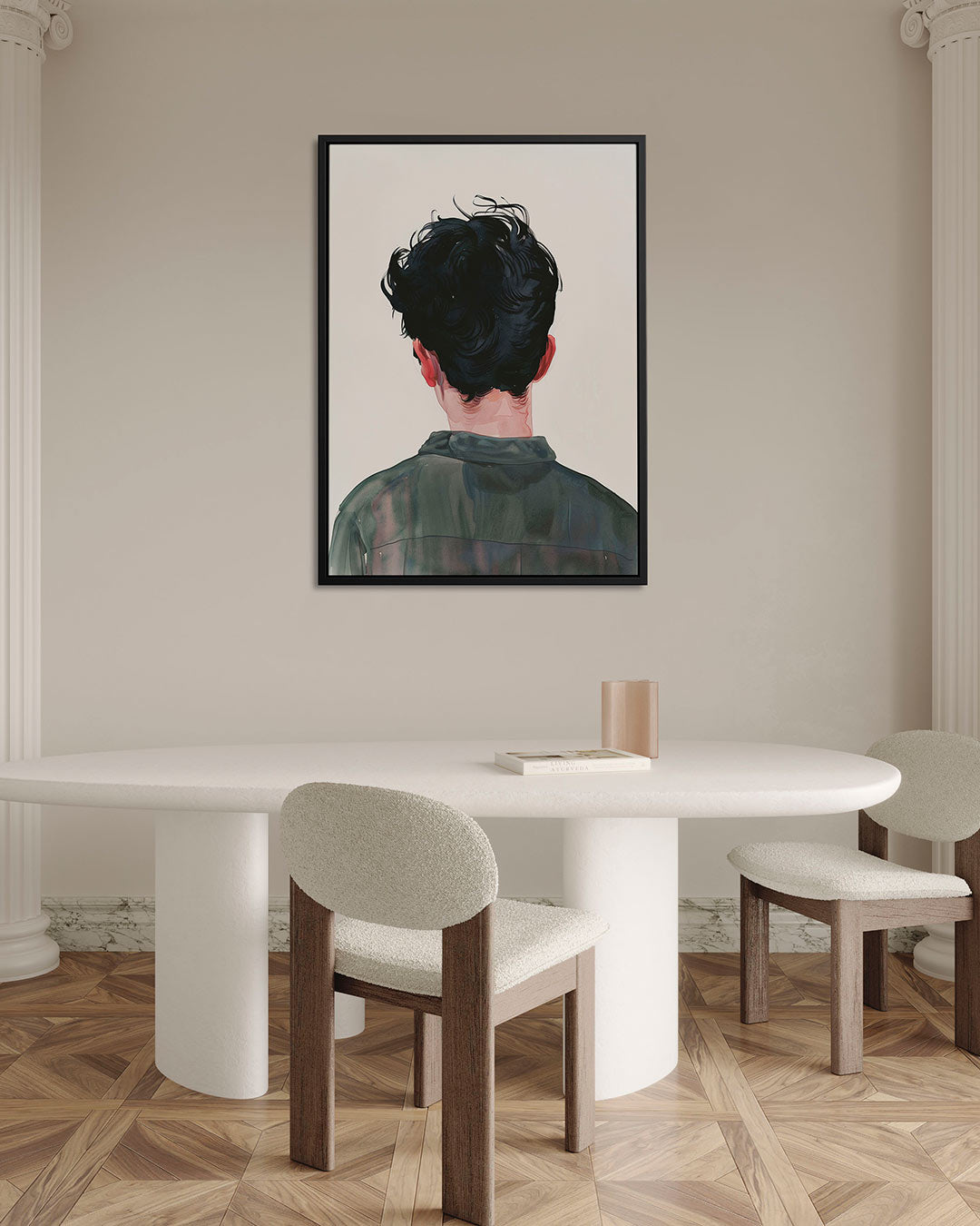 Achterkant portret Kunstwerk